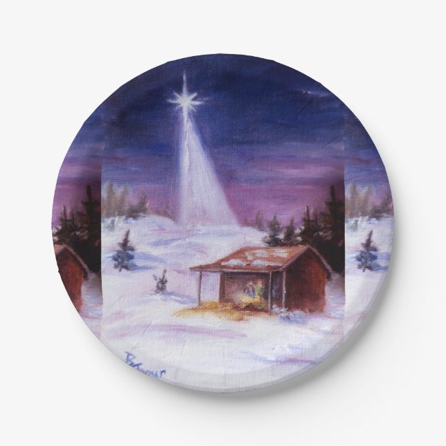 Away In a Manger Paper Plate (Front)