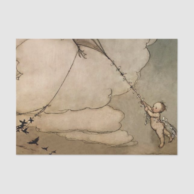 “Away On a Kite” by Arthur Rackham Tissue Paper (Front)
