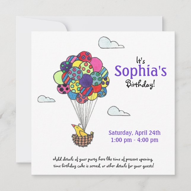 Away We Go, Birthday Party Invitation (Front)