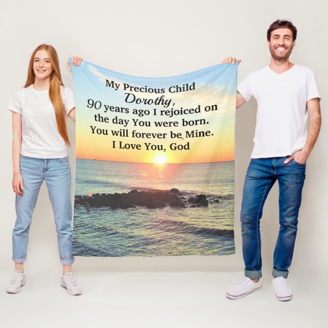 AWE INSPIRING 90TH BIRTHDAY PERSONALIZED FLEECE BLANKET (In Situ)