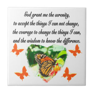 AWE INSPIRING BUTTERFLY SERENITY PRAYER PHOTO CERAMIC TILE