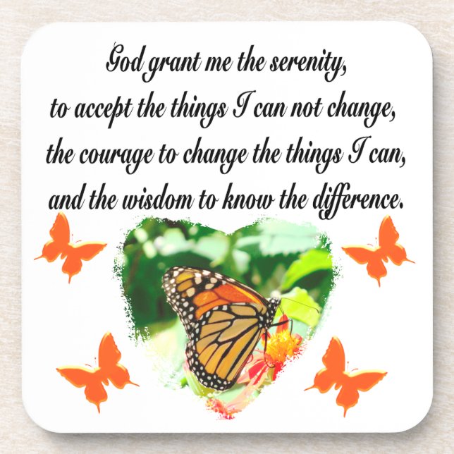 AWE INSPIRING BUTTERFLY SERENITY PRAYER PHOTO COASTER (Front)