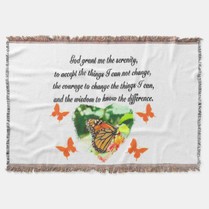 AWE INSPIRING BUTTERFLY SERENITY PRAYER PHOTO THROW BLANKET