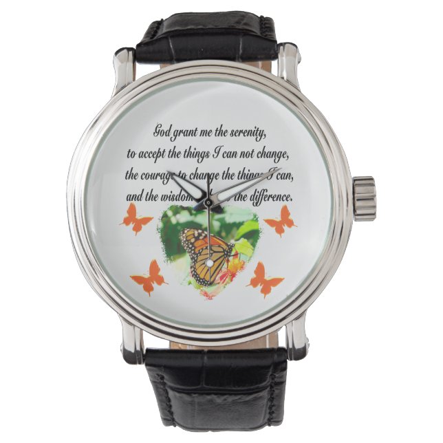AWE INSPIRING BUTTERFLY SERENITY PRAYER PHOTO WATCH (Front)