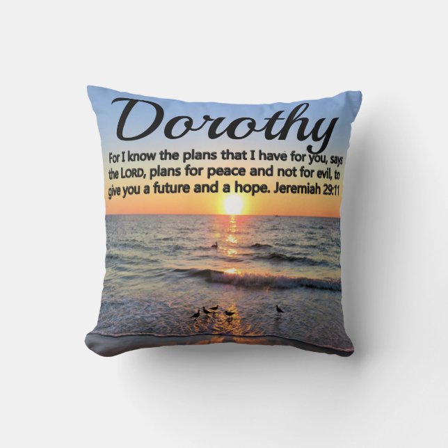 AWE-INSPIRING JEREMIAH 29:11 PERSONALIZED SUNRISE CUSHION (Front)