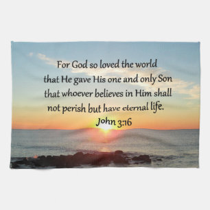 AWE-INSPIRING JOHN 3:16 SUNRISE TEA TOWEL