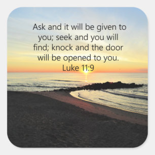 AWE-INSPIRING LUKE 11:9 SUNRISE PHOTO SQUARE STICKER