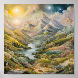 Awe-Inspiring Mountainscape Painting Poster
