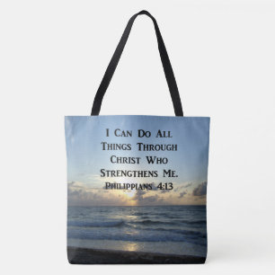 AWE-INSPIRING PHILIPPIANS 4:13 SCRIPTURE VERSE TOTE BAG
