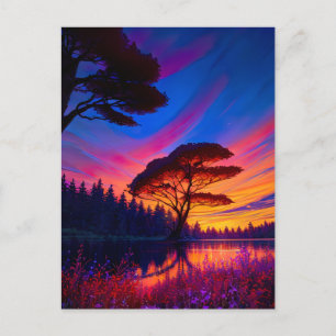 Awe-Inspiring Sunset at the Beautiful Lake Postcard