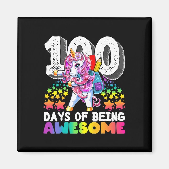 Awesome 100 Days of School Flossing Unicorn Gift f Magnet (Front)