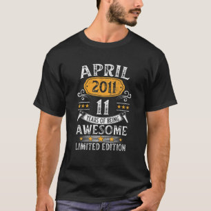 Awesome 11 Year Old April 2011 Vintage Retro 11St T-Shirt