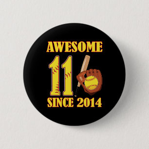 Awesome 11 Year Old Since 2014 11th Birthday Softl 6 Cm Round Badge