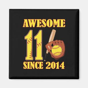 Awesome 11 Year Old Since 2014 11th Birthday Softl Magnet