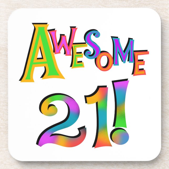Awesome 21 Birthday T-shirts and Gifts Coaster (Front)