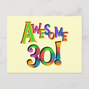 Awesome 30 Birthday T-shirts and Gifts Postcard