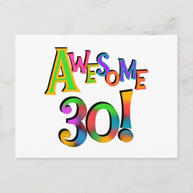 Awesome 30 Birthday T-shirts and Gifts Postcard (Front)