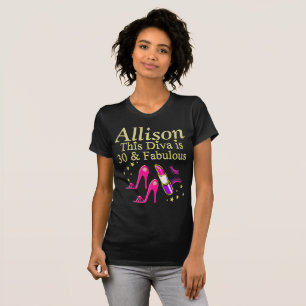 AWESOME 30TH BIRTHDAY DIVA PERSONALIZED T SHIRT