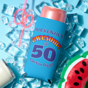 AWESOME 50 Birthday on Light BLUE Seltzer Can Cooler