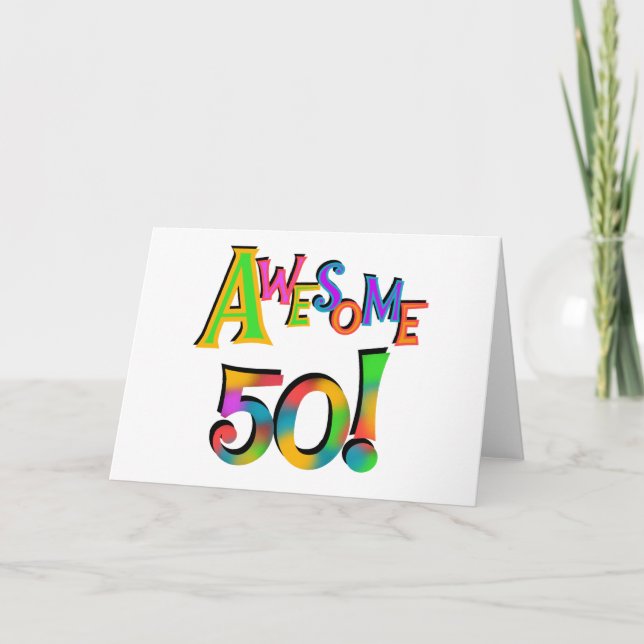 Awesome 50 Birthday T-shirts and Gifts Card (Front)