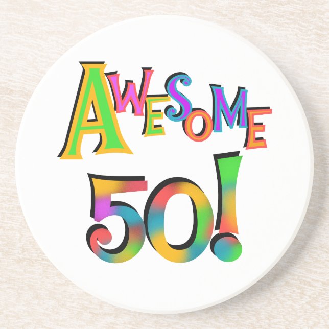 Awesome 50 Birthday T-shirts and Gifts Coaster (Front)