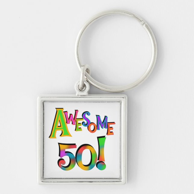 Awesome 50 Birthday T-shirts and Gifts Key Ring (Front)