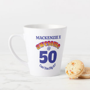 AWESOME 50 BLUE Birthday Latte Mug
