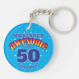 AWESOME 50 Light BLUE Birthday Key Ring