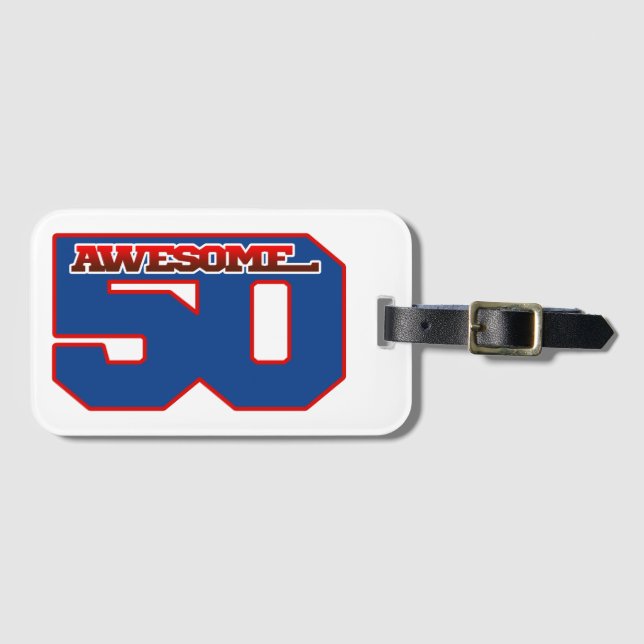 awesome 50 luggage tag (Front Horizontal)