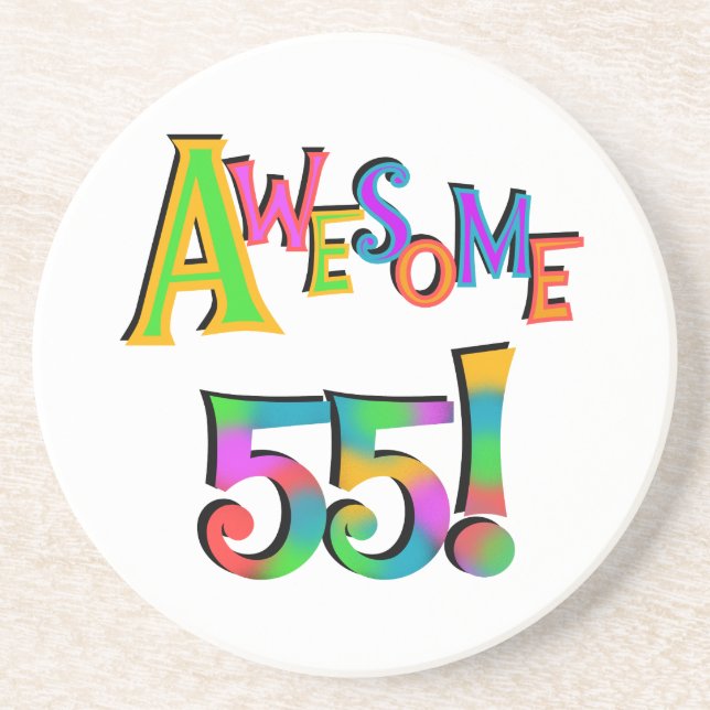 Awesome 55 Birthday T-shirts and Gifts Coaster (Front)