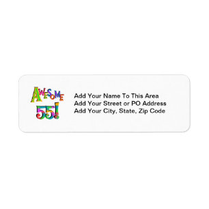Awesome 55 Birthday T-shirts and Gifts Return Address Label