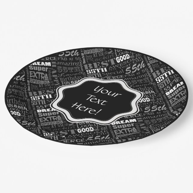 Awesome 55th Birthday Party Personalised Monogram Paper Plate (Angled)