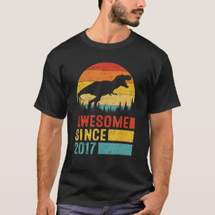 Awesome 5th Birthday Since 2017 Saurus Rex Dinosau T-Shirt