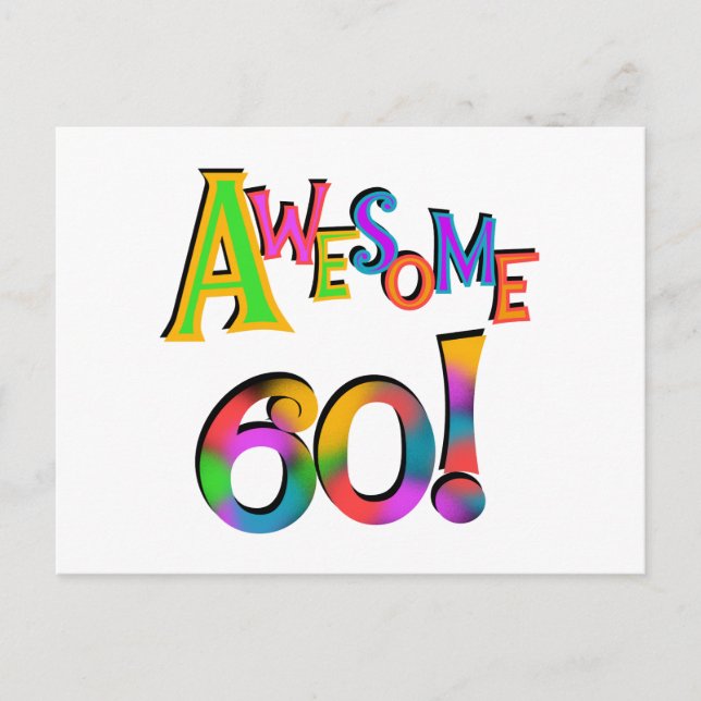 Awesome 60 Birthday T-shirts and Gifts Postcard (Front)