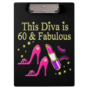 AWESOME 60TH BIRTHDAY DIVA DESIGN CLIPBOARD