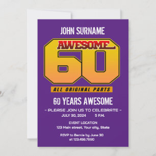 Awesome 60th Birthday Party All Original Parts Invitation
