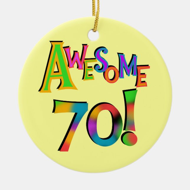 Awesome 70 Birthday T-shirts and Gifts Ceramic Tree Decoration (Front)