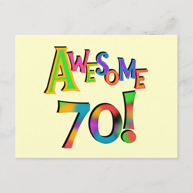 Awesome 70 Birthday T-shirts and Gifts Postcard (Front)