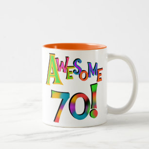 Awesome 70 Birthday T-shirts and Gifts Two-Tone Coffee Mug