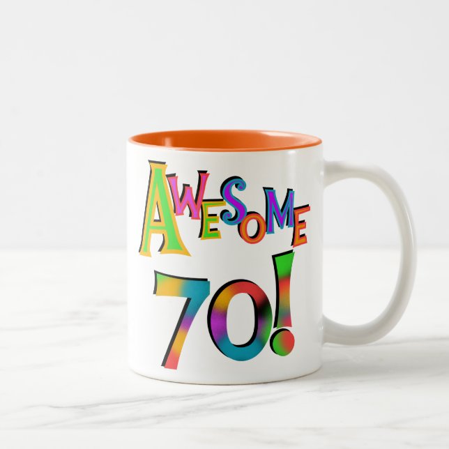 Awesome 70 Birthday T-shirts and Gifts Two-Tone Coffee Mug (Right)