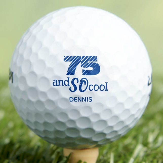 Awesome 75th Birthday Cool Blue Custom Golf Balls (Creator Uploaded)