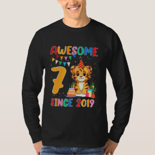 Awesome 7 Years Old Since 2019 Tiger Birthday Part T-Shirt