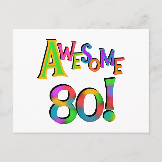 Awesome 80 Birthday T-shirts and Gifts Postcard (Front)