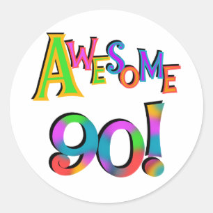 Awesome 90 Birthday T-shirts and Gifs Classic Round Sticker