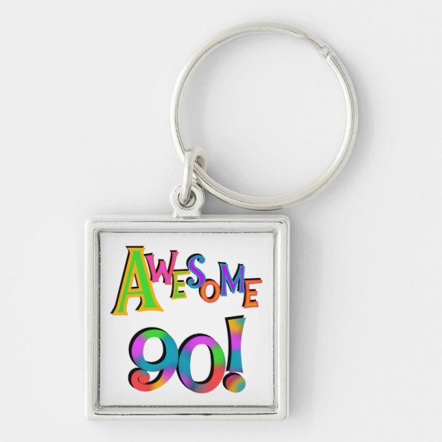 Awesome 90 Birthday T-shirts and Gifs Key Ring (Front)
