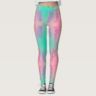 Awesome Abstract Art Turquoise Pink Print Leggings