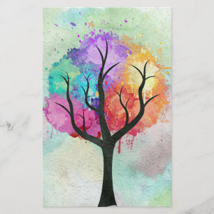 Awesome abstract pastel colours oil paint tree