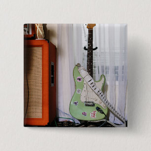 Awesome Acoustic Guitar 15 Cm Square Badge