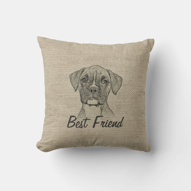 Awesome  adorable funny trendy boxer puppy dog cushion (Front)