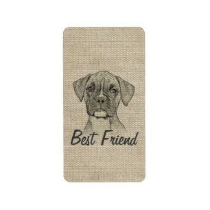 Awesome adorable funny trendy boxer puppy dog label